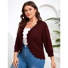 Coolmee Women's Plus Size 3/4 Sleeve Cardigan Lightweight Casual Open-Front Cropped Shrug Sweaters for Women - 4 of 4