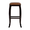 San Francisco Backless Faux Leather Curved Wood Barstool Wood Caramel - Linon: Nailhead, 30" Height, 275lbs Limit - 2 of 4