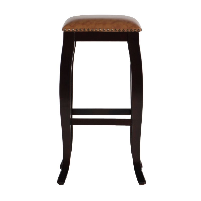 San Francisco Backless Faux Leather Barstool Wood - Linon, 3 of 9