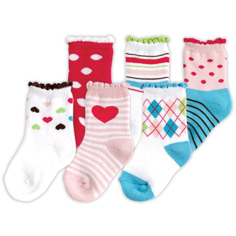 Luvable Friends Baby Girl Newborn and Baby Socks Set, Pink Girl, 1 of 3