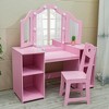 Kids Vanity with Lights,2 in 1 Princess Makeup Desk & Chair Set, Lighted Mirror, Storage Shelves & Cabinet - 2 of 4
