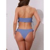 INSPIRE CHIC Women's Bandeau Drawstring Side Tie Ribbed Bikini Sets, Strapless Top Triangle Bottom Swimwear Bathing Suits 1 Set - 3 of 4