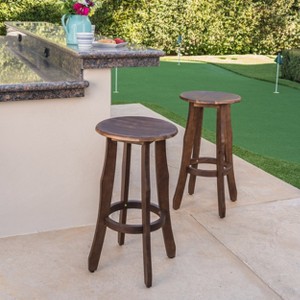 TOAOTBNBO Wood Counter Height Barstools, Mid-century Bar Chair with Small Foot Rest, Comfortable Bar Stools for Outdoor, Dark Brown - 1 of 4