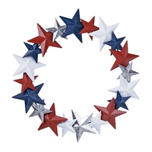 Americana Metal Star Wreath – Patriotic Door Decor 18"D – Seasonal Accent By Melrose - 1 of 3