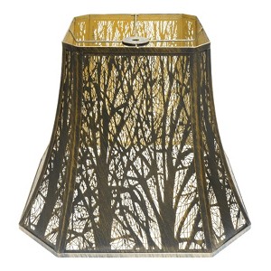 Metal Bell Lamp Shade, Large Lampshade Square Cut Corner, Bronze Gold Etched Forest Lamp Shades for Table&Floor Lamps, 8" Top x 14" Bottom x 11" High - 1 of 4