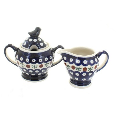 Blue Rose Polish Pottery Nature Cream & Sugar