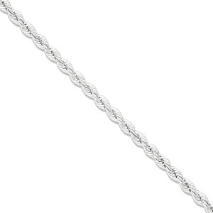 Black Bow Jewelry 3mm Sterling Silver Solid Rope Chain Necklace - 1 of 4