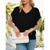 Womens V Neck Summer Pullover Sweater Vests Cap Sleeve Tops Casual Loose Fit Lightweight Knit Vest Tops - 3 of 4