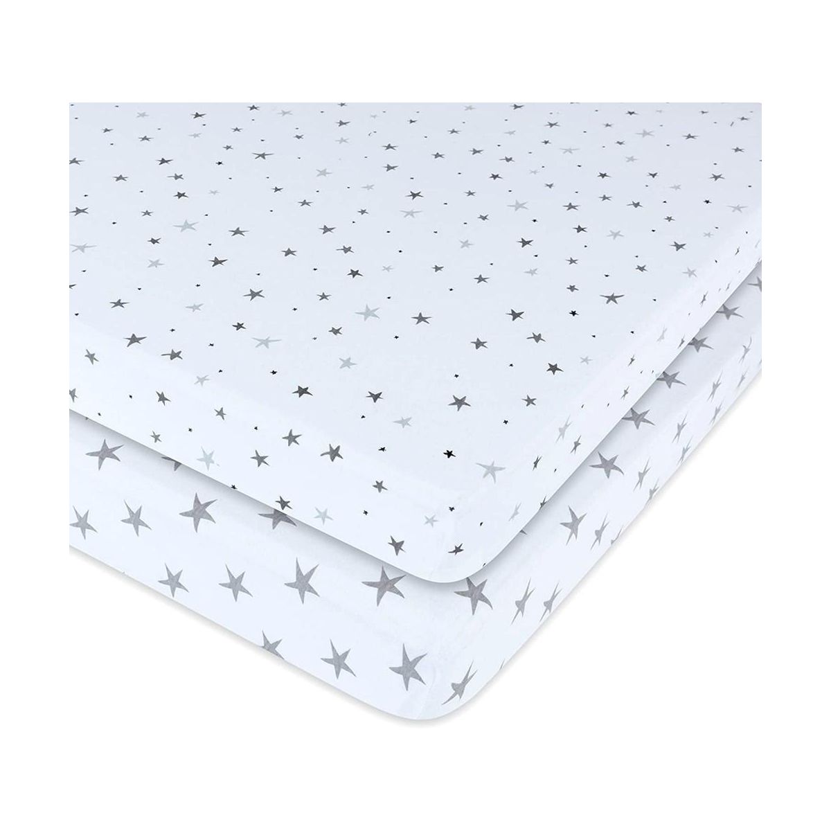 Ely's & Co. Baby Fitted Waterproof Sheet Set  100% Combed Jersey Cotton Grey Stars 2 Pack - thumbnail 6