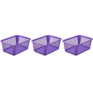 YBM HOME Plastic Perforated Storage Basket Bin Office Drawer, Shelf Desktop CountertopTray Organizer 32-1184, Pack of 3 - 1 of 4