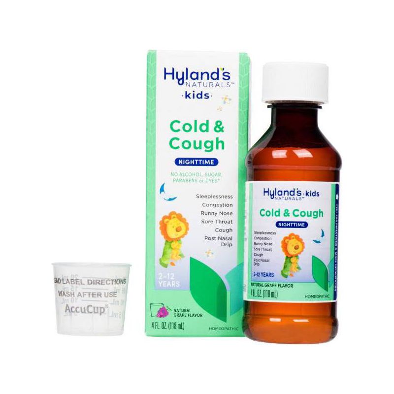Hyland&#39;s Naturals Kids Cold &#38; Cough Nighttime Syrup - Grape - 4 fl oz, 1 of 7
