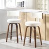 Bekrvio 26" Faux Leather Swivel Bar Stools Set of 1/2/3/4,Mid Century Modern Counter Chairs with Wood Legs and Curved Back for Kitchen Island - 2 of 4