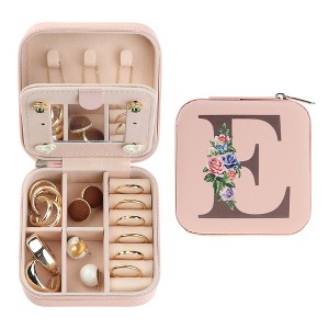 Unique Bargains Portable Mini PU Leather Storage Display Holder Jewelry Box with Mirror for Women - 1 of 4