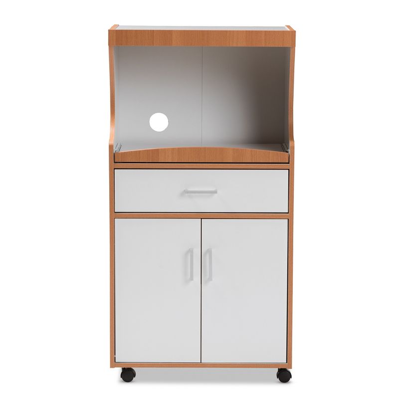 Edonia Modern and Contemporary Beech and Finish Kitchen Cabinet White/Brown - Baxton Studio, 4 of 15