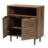Baxton Studio Baylah Mid-Century Modern Natural Brown Finished Wood and Black Metal 2-Door Sideboard - 3 of 4