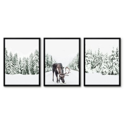 Americanflat 3 Piece 16x20 Wrapped Canvas Set - Montana Mountain By Artvir  - Landscape Botanical Wall Art : Target