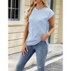 Women's Crewneck Ribbed Knit Top Casual Short Sleeve T-Shirt - 3 of 4