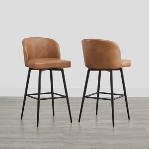 Spruce&Spring Swivel Barstool with Metal Legs Set - 1 of 4