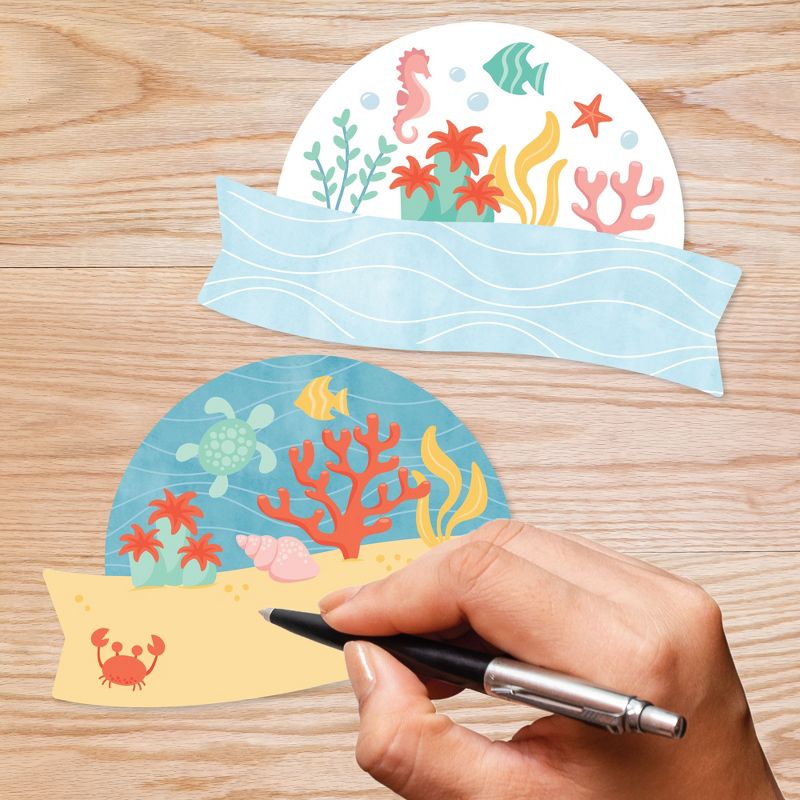 Big Dot of Happiness Ocean Creatures - DIY Blank Paper Desk or Locker Labels - Classroom Name Tags - Set of 32, 1 of 8