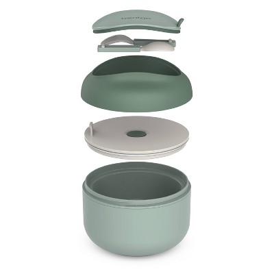Khaki Green Insulated Leak-Resistant Bowl with Utensils