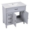 Bathroom Vanity With Ceramic Sink,Storage Cabinet,Bathroom Storage Cabinet With 3 Drawers,Solid Wood Legs And 2 Doors -Maison Boucle - 4 of 4