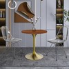 LeisureMod Verve 27" Round Dining Table - MDF Wood Top with Brushed Gold Pedestal Base Accent Side Table for Kitchen and Home - 3 of 4