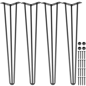 VEVOR 20" Black Hairpin Legs, Set of 4, for Desks and Tables, 880lbs Total Support (220lbs Each), Triple-Rod Design, Carbon Steel, Black - 1 of 4