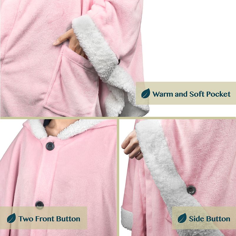 PAVILIA Angel Wrap Hooded Blanket for Women Adult, Wearable Cozy Wrap Throw Fleece Shawl Cape, 5 of 7