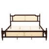 Sapphtopaz Retro King Size Bed Frame with Rattan Headboard Pine Wood Platform Bed with Central Enhanced for Bedroom, No Box Spring Needed - 4 of 4