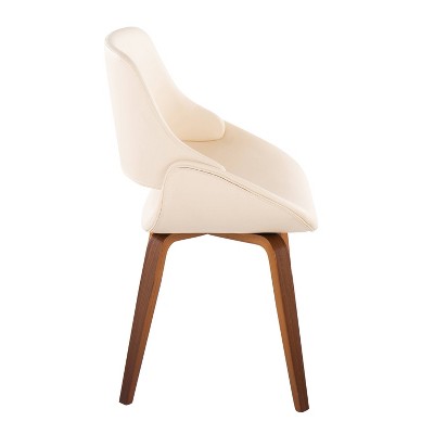 Set of 2 Cream Faux Leather Mid-Century Modern Dining Chairs