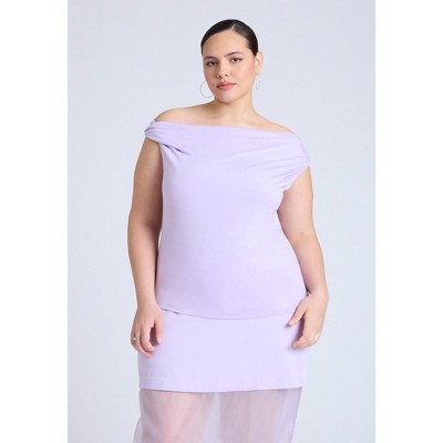 ELOQUII Women's Plus Size Asym Twist Sleeve Top