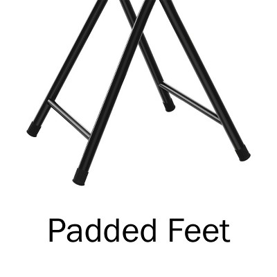 Set of 2 Black Metal 18-Inch Folding Bar Stools with Padded Seats