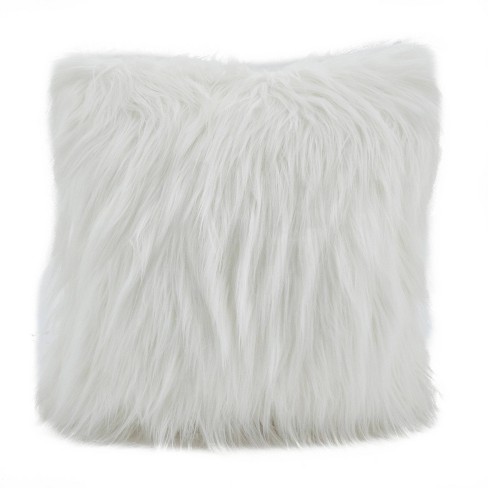 Oversized Faux Fur Square Throw Pillow Ivory - Room Essentials™