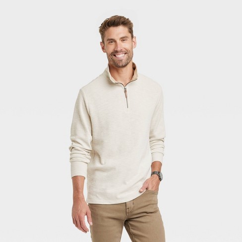Men's Quarter-Zip Sweatshirt - Goodfellow & Co™ Cream XXL