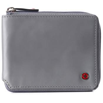 Alpine Swiss Logan Mens RFID Safe Zipper Wallet Leather Zip Around Bifold Comes in Gift Box