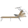 vidaXL Patio Lounge Chair Folding Sunlounger Outdoor Sunbed with Canopy Steel - Taupe - 4 of 4