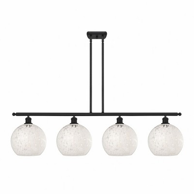 White Mouchette - 4 Light Stem Hung Island In Modern Style-12.25 Inches Tall and 48.25 Inches Wide