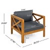 Set of 2 Modern Acacia Wood Club Chairs with Cushions, Accent Arm Chairs for Patio, Balcony, or Sunroom–The Pop Home - 4 of 4