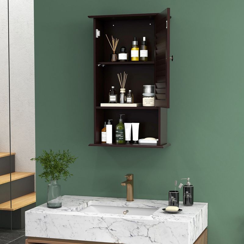 Tangkula Bathroom Wall Mount Storage Cabinet Single Door w/Height Adjustable Shelf, 3 of 11