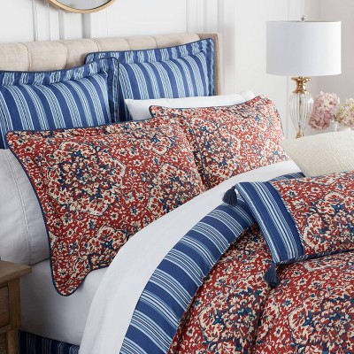 4pc King Tabriz Comforter Set Rust/blue - Waverly : Target