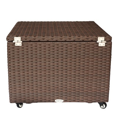 Vynxaria Outdoor Wicker Storage Container - Durable Deck Box with Aluminum Frame & UV-Resistant Rattan