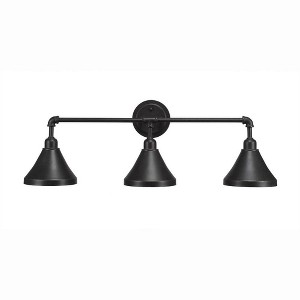 Toltec Lighting Vintage 3 - Light Vanity in  Dark Granite with 7'' Dark Granite Cone Metal Shade Shade - 1 of 1