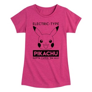 Girls' - Pokémon - Pikachu Electric-Type Gotta Catch 'Em All Fitted Short Sleeve Graphic T-Shirt - 1 of 4