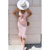 PinkBlush Mauve Gingham Print Smocked Fitted Self-Tie Maternity Midi Dress - 2 of 4