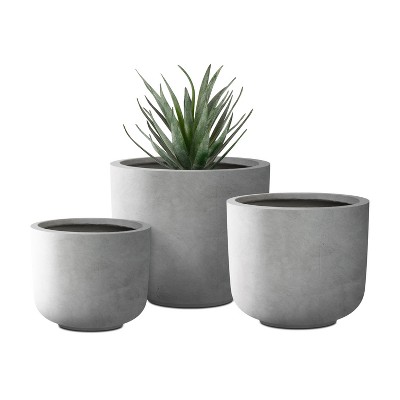 Rosemead Home & Garden, Inc. 3pc Kante Fiberglass Indoor Planter Pots White 13.19"x13.19"x11.02"
