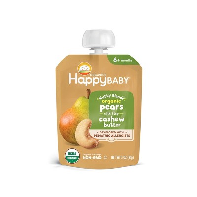 Happy Family Nutty Blends Organic Pears &#38; Cashew Butter Baby Food Pouch - 3oz