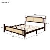 King Size Rustic Bed with Rattan Headboard and Footboard, Pine Wood Frame Bed with 10 Slats for Bedroom-Baofuwish - 4 of 4
