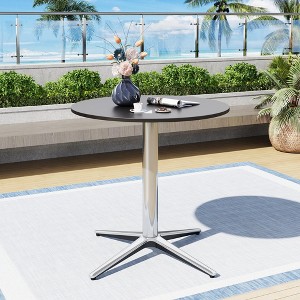 Captiva Designs 1pc Outdoor Patio Steel Dining Table with Sturdy Pedestal Base and X-Shaped Legs - 1 of 4