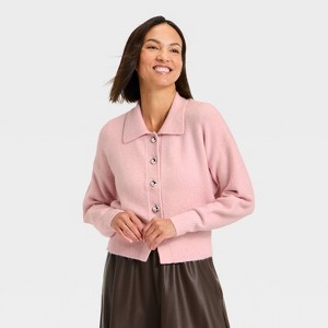 Women's Long Sleeve Heart Button Cardigan Sweater - A New Day™ - 1 of 3