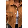 Coolmee Women's Cropped Suede Jacket Trendy Faux Leather Coats Motorcycle Fall Winter Jackets - 3 of 4